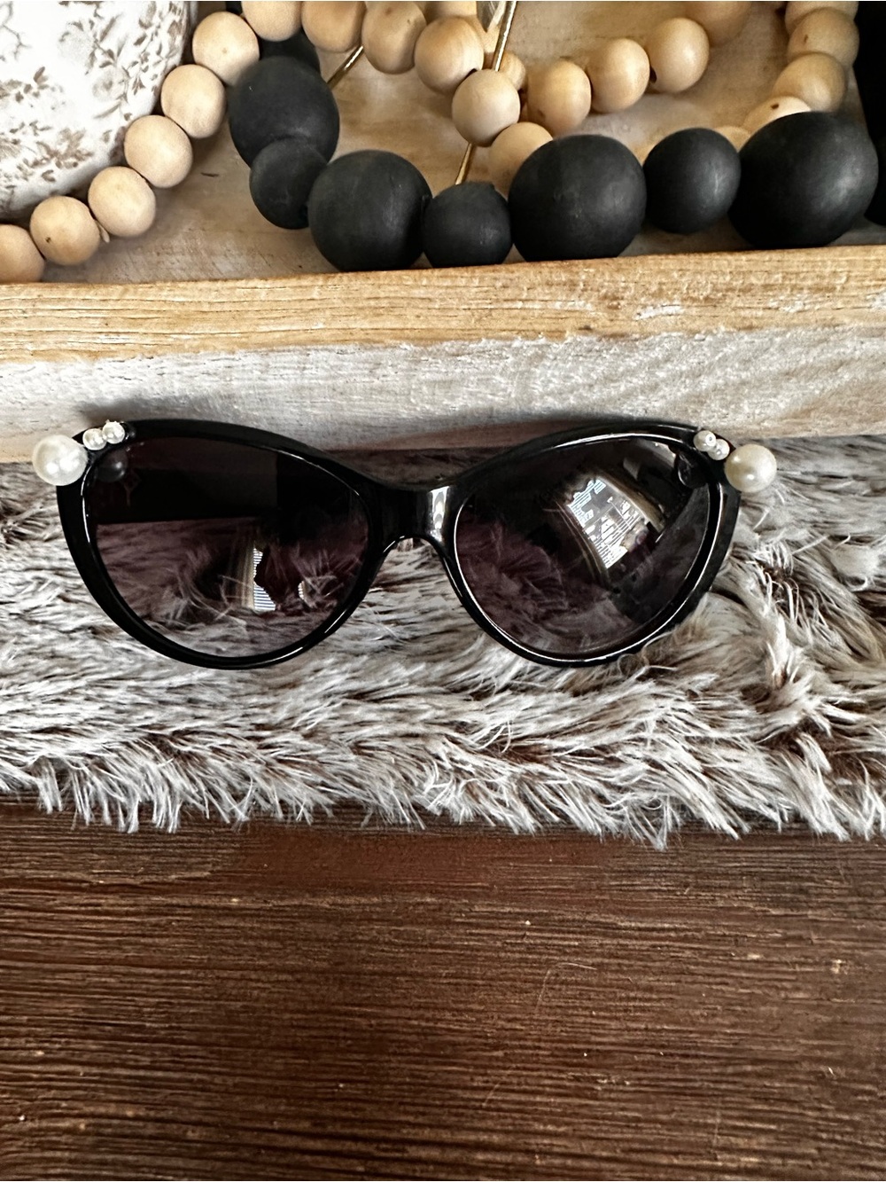 The Gap Black Pearl-Accent Cat Eye Sunglasses